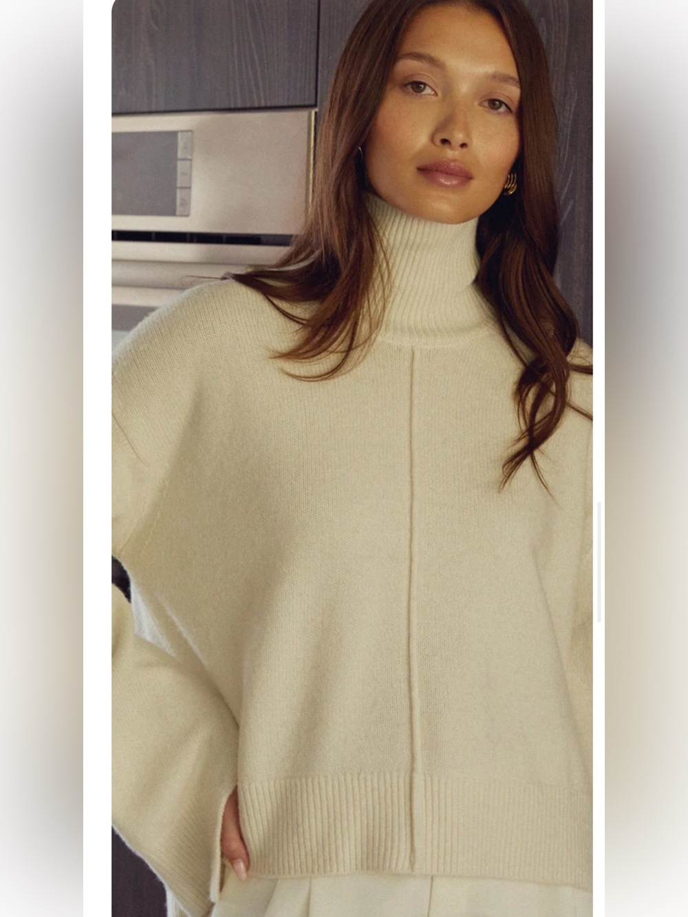 FEW MODA Cream Turtleneck Oversized Sweater